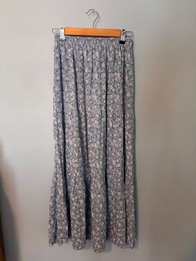Odica Lightweight Blue Floral Maxi Skirt